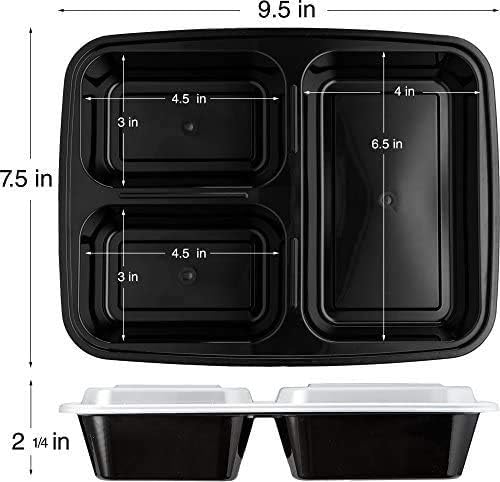 הכנה לשף מכולות [15 חבילות] 3 קופסת ארוחת הצהריים של בנטו תא. ניתן לשימוש חוזר של 32oz Storage